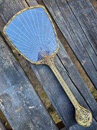 Image 1 of Ornate Large Vintage Hand mirror with Real Preserved Web- 1