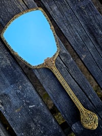 Image 6 of Ornate Large Vintage Hand mirror with Real Preserved Web- 1