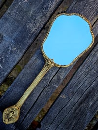 Image 6 of Ornate Large Vintage Hand mirror with Real Preserved Web- 2