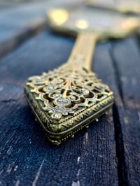 Image 2 of Ornate Large Vintage Hand mirror with Real Preserved Web- 3