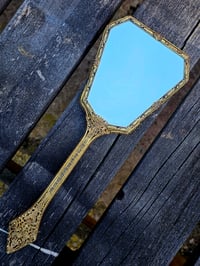 Image 6 of Ornate Large Vintage Hand mirror with Real Preserved Web- 3