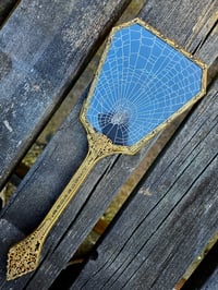 Image 1 of Ornate Large Vintage Hand mirror with Real Preserved Web- 3