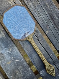 Image 1 of  Ornate Large Vintage Hand mirror with Real Preserved Web- 4