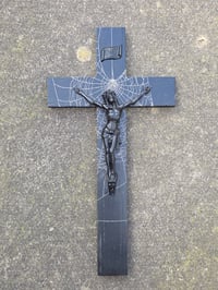 Image 3 of Beautiful 2 way vintage crucifix with preserved spider web - Black A