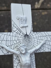 Image 1 of Beautiful 2 way vintage crucifix with preserved spider web - White A