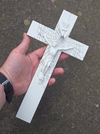 Image 2 of Beautiful 2 way vintage crucifix with preserved spider web - White A