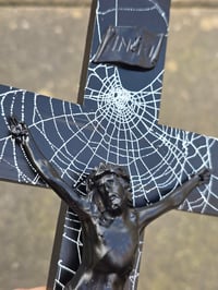 Image 2 of Beautiful 2 way vintage crucifix with preserved spider web - Black B