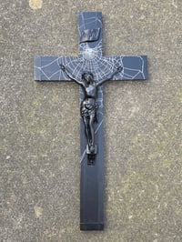 Image 3 of Beautiful 2 way vintage crucifix with preserved spider web - Black B