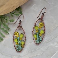 Image 1 of Flowering Garden Botanical Hoop Earrings