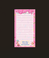 Handmade Colorful Notepad, notes, lined, pink, donut, gift, pad, dessert, sprinkles