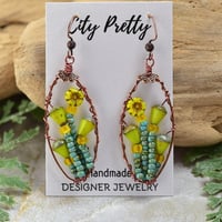 Image 2 of Flowering Garden Botanical Hoop Earrings