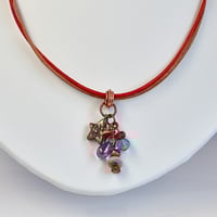 Image 1 of Starry Moon Charm Necklace with Leather Cord