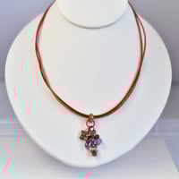 Image 3 of Starry Moon Charm Necklace with Leather Cord