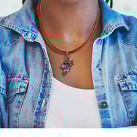 Image 2 of Starry Moon Charm Necklace with Leather Cord