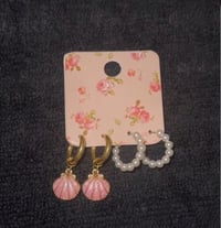 seashell and pearl earring stack