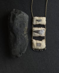 Image 1 of Sacred Frankincense and Myrrh Resin, muslin, silver, beads, waxed cotton necklace