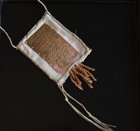 Image 1 of Evening Shadows Darken Deep brass, linen, waxed cotton, myrrh beads, silver necklace