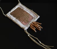 Image 4 of Evening Shadows Darken Deep brass, linen, waxed cotton, myrrh beads, silver necklace