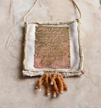 Image 3 of Evening Shadows Darken Deep brass, linen, waxed cotton, myrrh beads, silver necklace