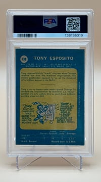Image 2 of Tony Esposito 1969–70 O-Pee-Chee #138 Rookie Card – PSA 4 (VG-EX)