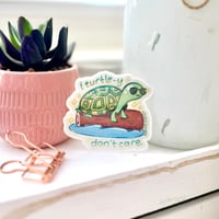 Image 2 of I Turtle-y Don’t Care Turtle Holographic Die-Cut Sticker
