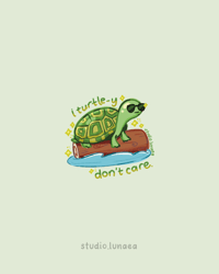 Image 3 of I Turtle-y Don’t Care Turtle Holographic Die-Cut Sticker