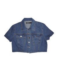 Image 1 of Denim button-up crop top