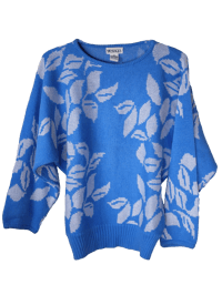 Image 1 of Blue and white leaf sweater