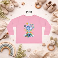 Image 2 of Faith Cross Toddler Long Sleeve Tee — Rainbow & Clouds Religious Kids Shirt