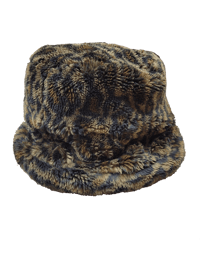 Fuzzy leopard print bucket hat