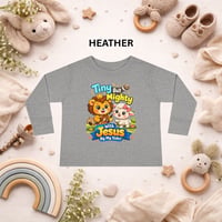 Image 3 of Tiny But Mighty with Jesus Toddler Long Sleeve Tee