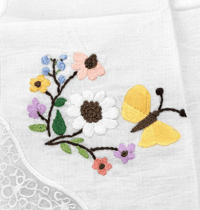 Image 4 of Butterfly Embroidered Handkerchief – Botanical Floral Hanky, Handmade Soft Cotton (11" x 11").