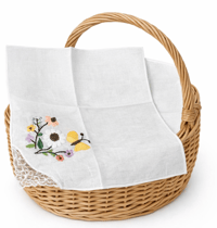 Image 5 of Butterfly Embroidered Handkerchief – Botanical Floral Hanky, Handmade Soft Cotton (11" x 11").