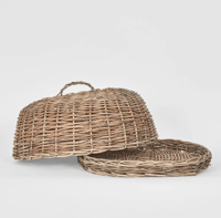 Image 2 of Oval Rattan Food Cloche and Tray 