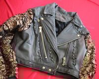 Image 6 of Leather jacket with studs and gold fake fur