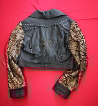 Image 5 of Leather jacket with studs and gold fake fur
