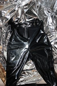 Image 7 of Black PVC pants with belt
