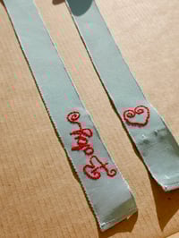 Image 3 of 'Baby' Unique One-Of-A-Kind Silk Petersham Hand Embroidered Hair Ribbon