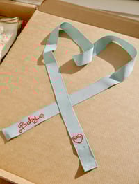 Image 4 of 'Baby' Unique One-Of-A-Kind Silk Petersham Hand Embroidered Hair Ribbon