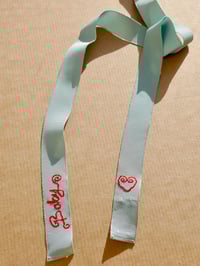 Image 2 of 'Baby' Unique One-Of-A-Kind Silk Petersham Hand Embroidered Hair Ribbon