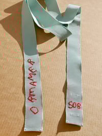 Image 2 of 'Dreamer' Unique One-Of-A-Kind Silk Petersham Hand Embroidered Hair Ribbon