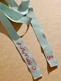 Image 1 of 'Dreamer' Unique One-Of-A-Kind Silk Petersham Hand Embroidered Hair Ribbon