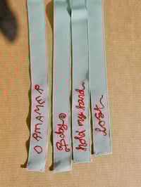 Image 3 of 'Hold My Hand' Unique One-Of-A-Kind Silk Petersham Hand Embroidered Hair Ribbon