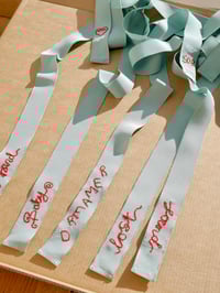 Image 4 of 'Lost and Found'  Unique One-Of-A-Kind Silk Petersham Hand Embroidered Hair Ribbon