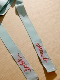 Image 2 of 'Lost and Found'  Unique One-Of-A-Kind Silk Petersham Hand Embroidered Hair Ribbon