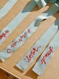 Image 3 of 'Lost and Found'  Unique One-Of-A-Kind Silk Petersham Hand Embroidered Hair Ribbon