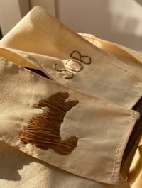 Image 2 of Bunny Raffia embroidered light silk dupion hair ribbon