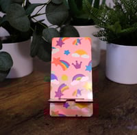 Image 1 of Handmade Cellphone Stand/Dock, pink, rainbow, iphone, samsung, android, gift, phone, charge