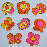 Image 3 of Set of 8 Springtime Motif Vinyl Stickers - 2 Colours