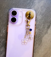 Image 3 of Handmade Cellphone Accessory SET, wristlet, charm, beads, gift, iphone, samsung, phone, blue